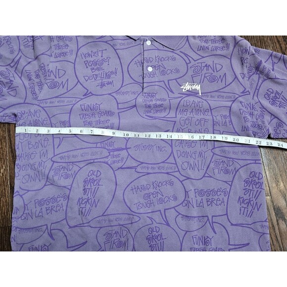Rare old Stussy all-over print speech bubble polo shirt, size XL - Picture 9 of 13